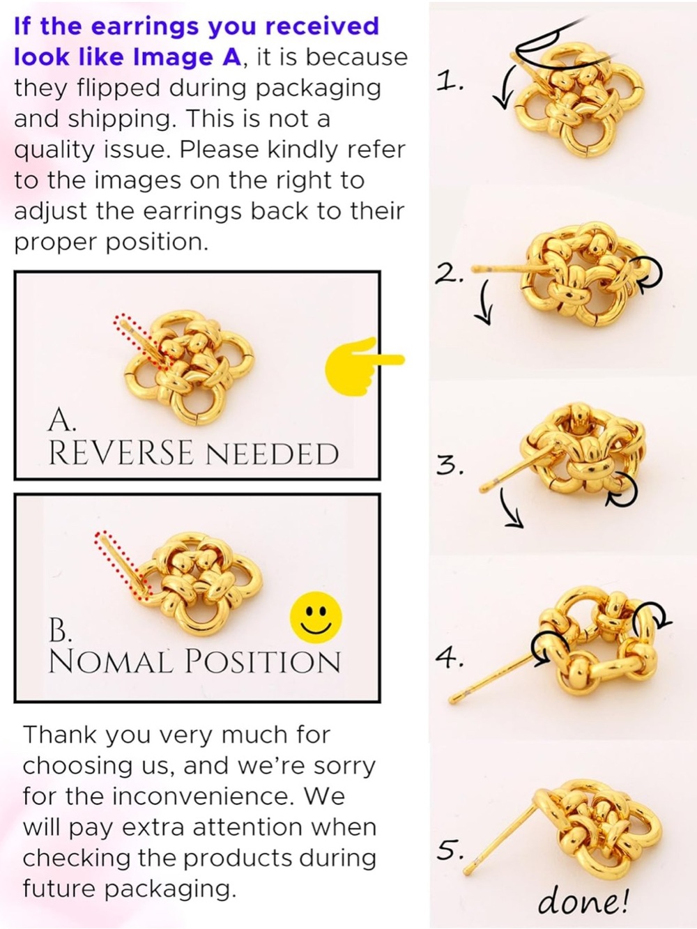 Delicate Trendy 14K Gold Plated Floral Knot Stud Hypoallergenic Earrings - Picture 3 of 6